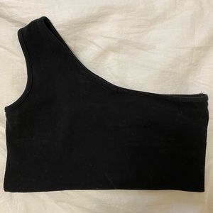 Black one shoulder crop top